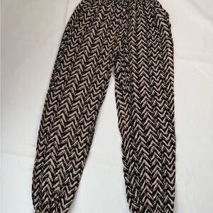 Joe B Black and Cream Track Pants with Chevron Pattern